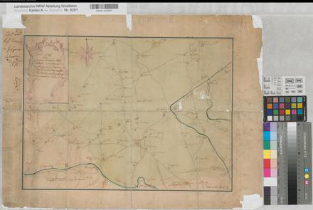 Schwelm (Hochgericht) - Land- und Kohlenstraßen - um 1770 - 1 Stunde = 9,3 cm - 37 x 51 - kol. Zeichnung - kopiert: J. G. Risse - KSA Nr. 191