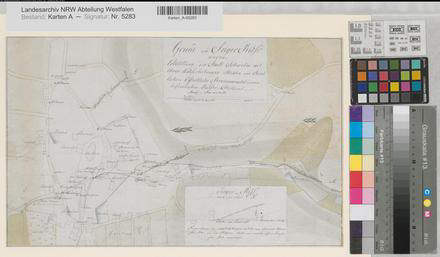 Schwelm (Schwelm) - Wasserleitungen, Mühlen, Brunnen und Wasserstollen - Grund- und Seigerriß - 1796 - 70 Lachter = 8,8 cm (1 : 1650) - 28 x 46 - kol. Zeichnung - Krüner - KSA Nr. 649